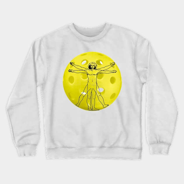 Pickleball Da Vinci Vitruvian Man Crewneck Sweatshirt by Battlefoxx Living Earth